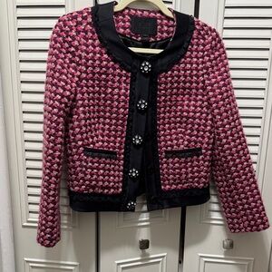 J. Crew Pink and Black Tweed Blazer
